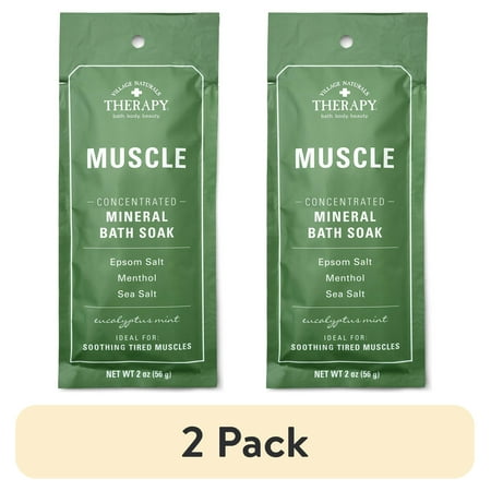 (2 pack) Village Naturals Therapy Muscle Relief Concentrated Mineral Bath Soak, 2 oz.