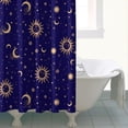thumbnail image 4 of Blue Gold Sun Moon Pattern Shower Curtain 84"x72" ,Bathroom Decorative Shower Curtains Set with 12 Hooks,Modern Waterproof Washable Shower Curtain, 4 of 6