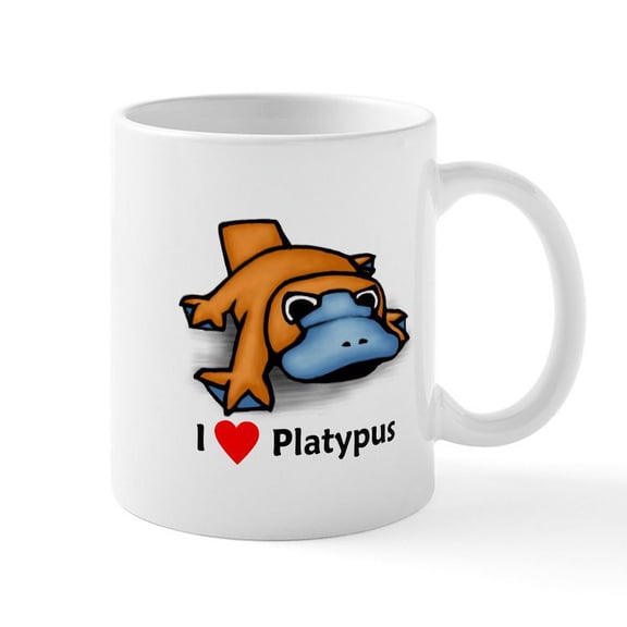 CafePress - I Love Platypus Mug - 11 oz Ceramic Mug - Novelty Coffee Tea Cup