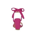 thumbnail image 2 of BLISSFUL STEP Women's Sandals Ankle Tie Back Open Toe Block Heels Hot Pink 8, 2 of 7