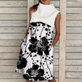 thumbnail image 2 of USSUMA Sleeveless Sundresses for Women Floral Print Tshirt Midi Beach Party Dresses Pocket Zipper Tunic Sun Dresses Women's Summer Casual Turtleneck Dress Wedding Guest, 2 of 5