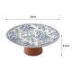 thumbnail image 2 of Frutero de cerámica con pedestal floral y base de madera, plato decorativo for aperitivos, 2 of 7