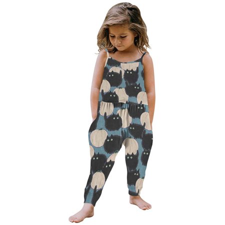 

Frostluinai Halloween Outfits Baby Backless Strap Slouch Jumpsuit for Toddler Girls Cute Harem Romper Pants with Pockets