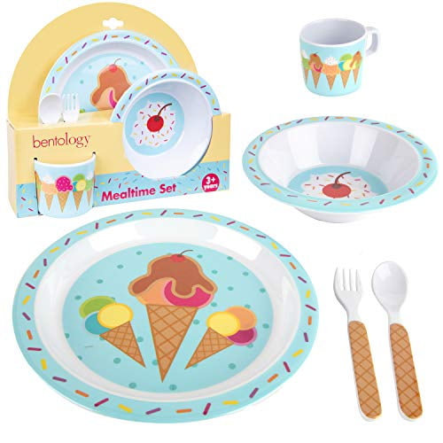 Baby Kids 5pcs Cutlery Set Bowls Cup Fork Spoon Dinner Tableware Toddler Dinning 