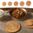 thumbnail image 3 of Natural Rattan Coasters Woven Cup Pad Tea Drink Mat Kitchen Insulation K, 3 of 8