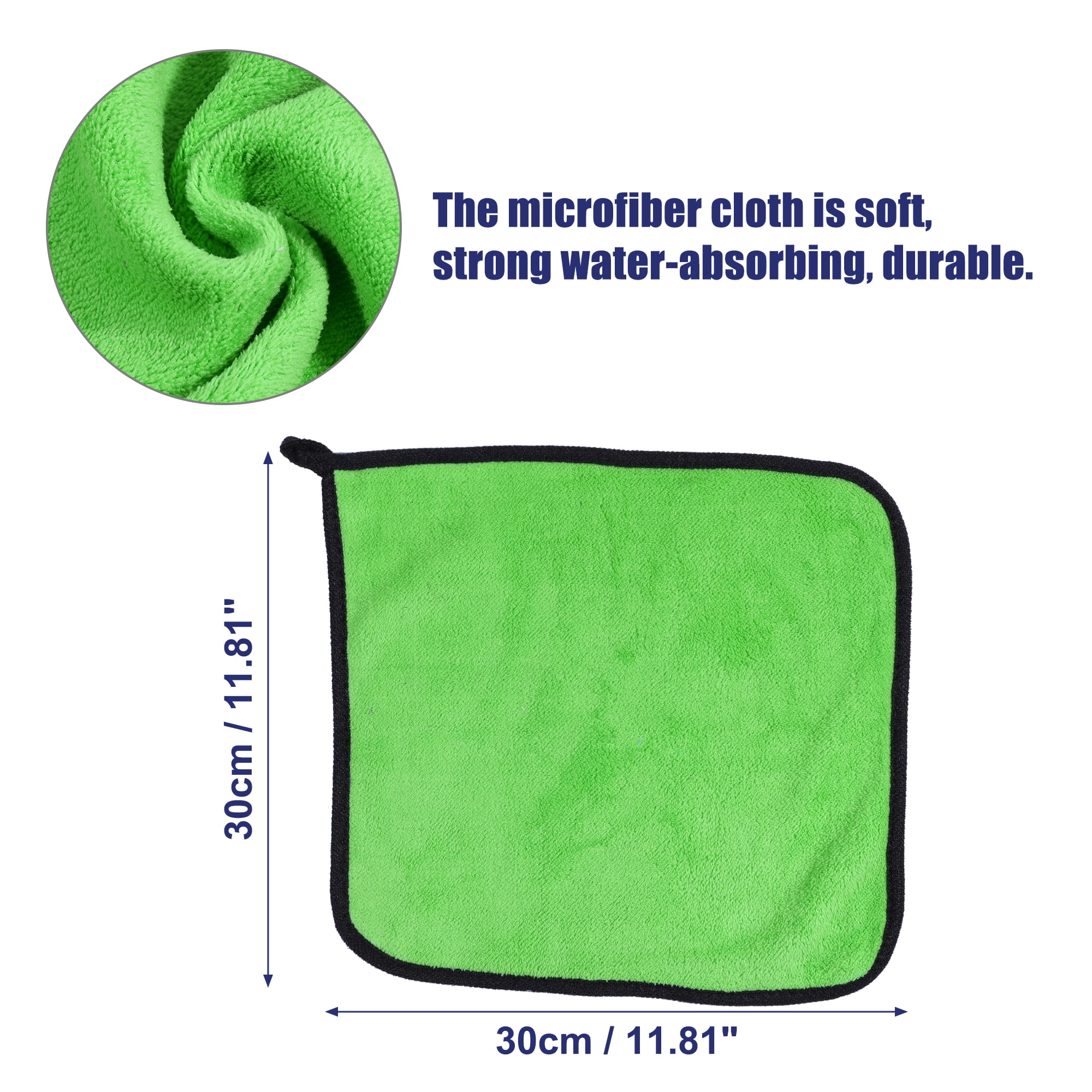Unique Bargains 6pcs Microfibre Car Drying Towel 30x30cm Highly Absorbent Cloth Gray Green