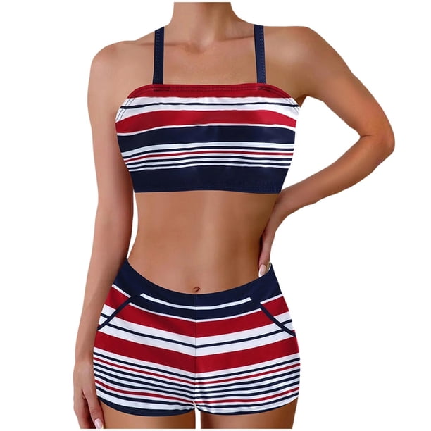 Mujeres Bikini Trajes de Baño Vintage Impreso Conservador Falda de Playa, Traje de Baño de Dos Piezas para las Vacaciones