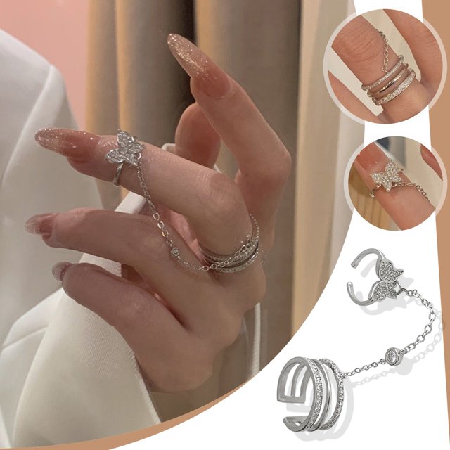 Joyería de diamantes de imitación de Metal a la moda, anillo de uñas brillante para mujeres y niñas, anillo para la yema del dedo, accesorios de fiesta Wmkox8yii shlkj884