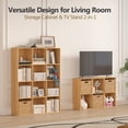 thumbnail image 3 of Jpiziso 12 Cube Storage Organizer 47.72" x 9.45" x 35.98" Bookcases with Closed Back for Home Office, Living Room, Bed Room Natural Oak, 3 of 8