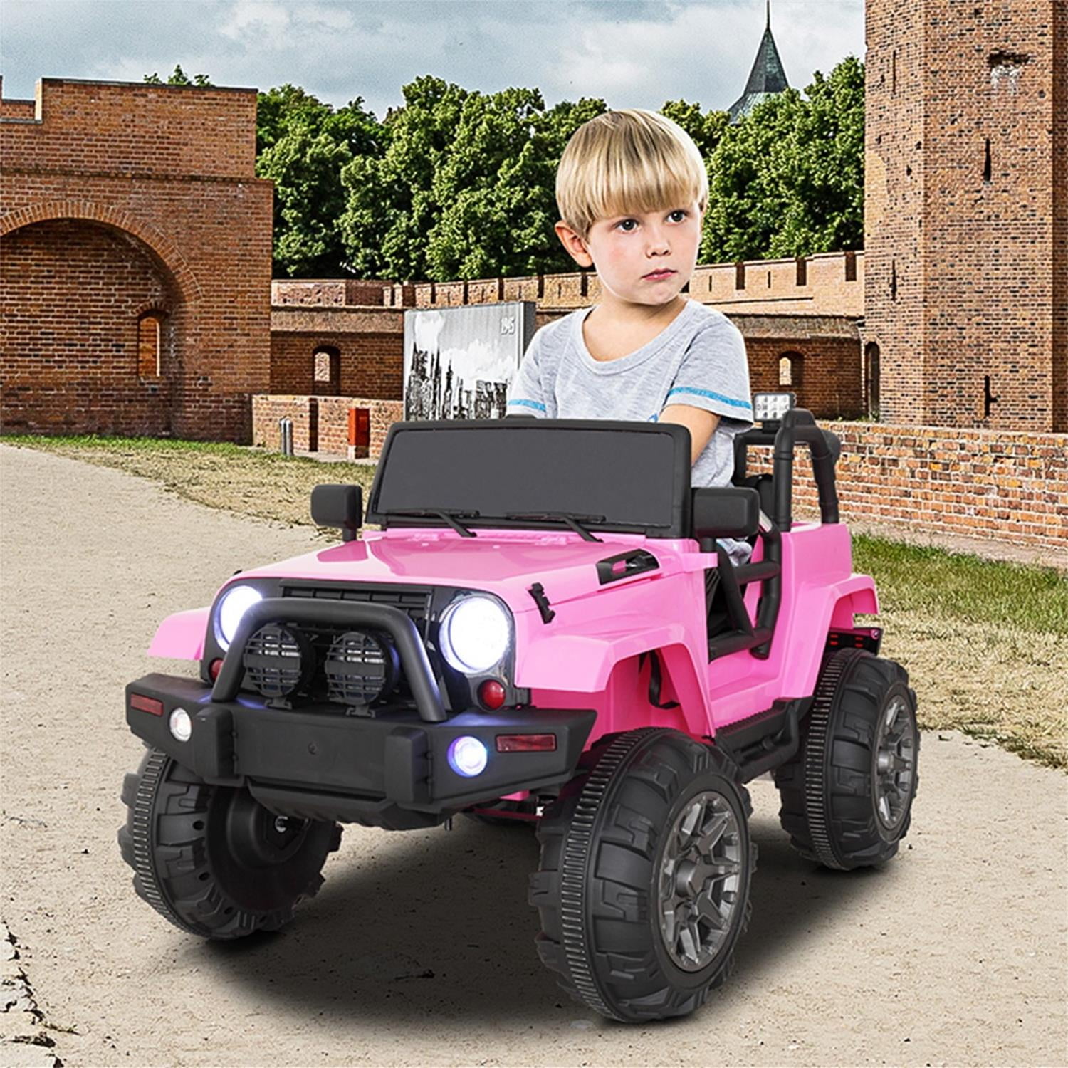 CIPACHO 12V Kids Ride On Car, 3 Speeds Battery Powered Jeep Truck with Remote Control for Girls Boys, Indoors and Outdoors, Pink