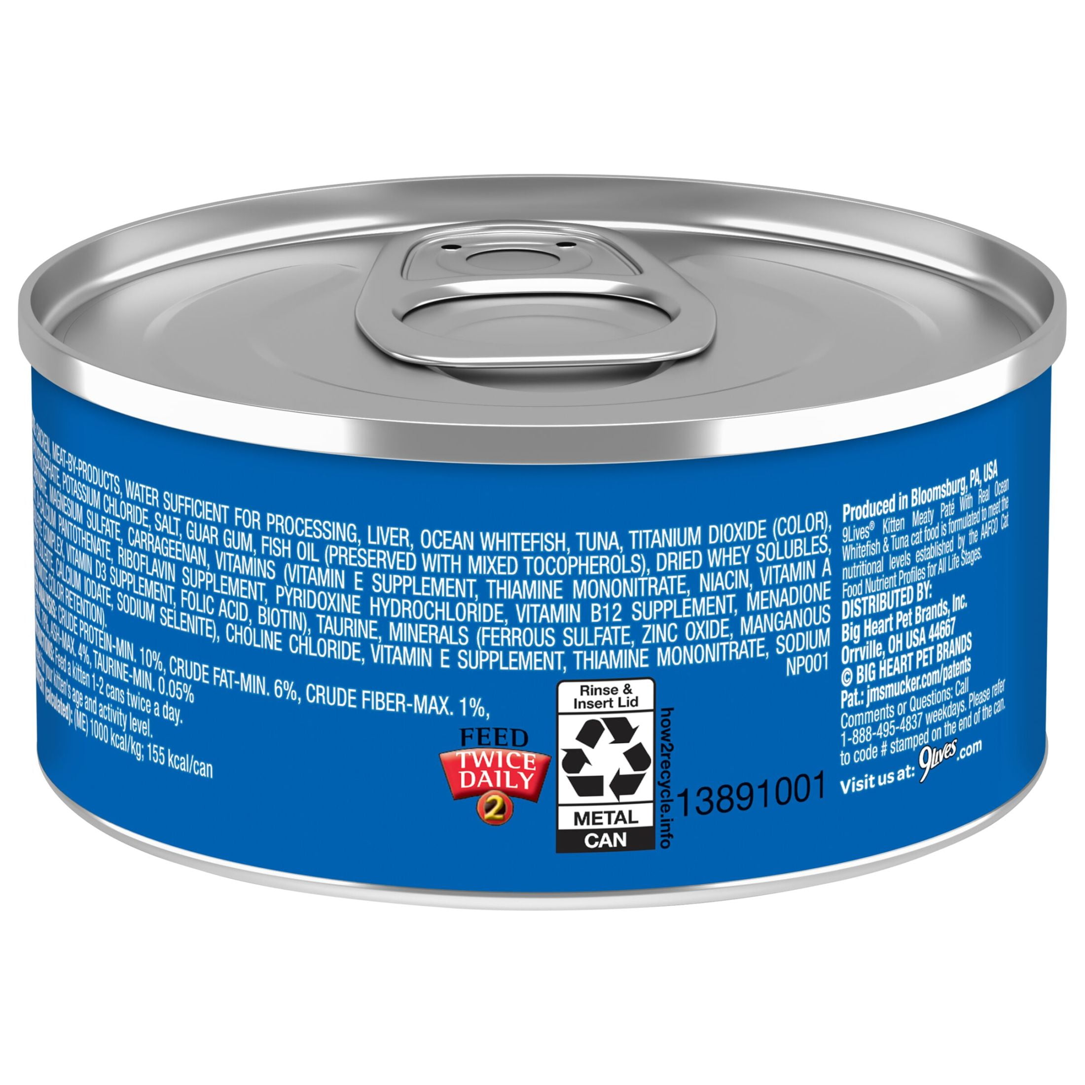 9Lives Wet Kitten Food, Meaty Paté with Real Ocean Whitefish & Tuna, 5.5 Ounce Can (Pack of 4)