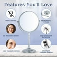 thumbnail image 3 of MIRRORVANA 15X Magnifying Makeup Mirror with Stand - Double-Sided 15X/1X Design - Suitable for Vanity Desk, Dressing Table, or Bathroom Countertop for Precise Make Up - 12" High x 6" Wide (Chrome), 3 of 7