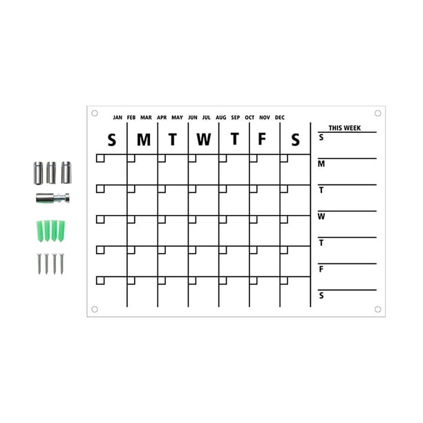 Acrílico de pared semanal Planificador de tablero claro borrado en seco Calendario Planificador reutilizable semanal diario para hacer la lista de tablero