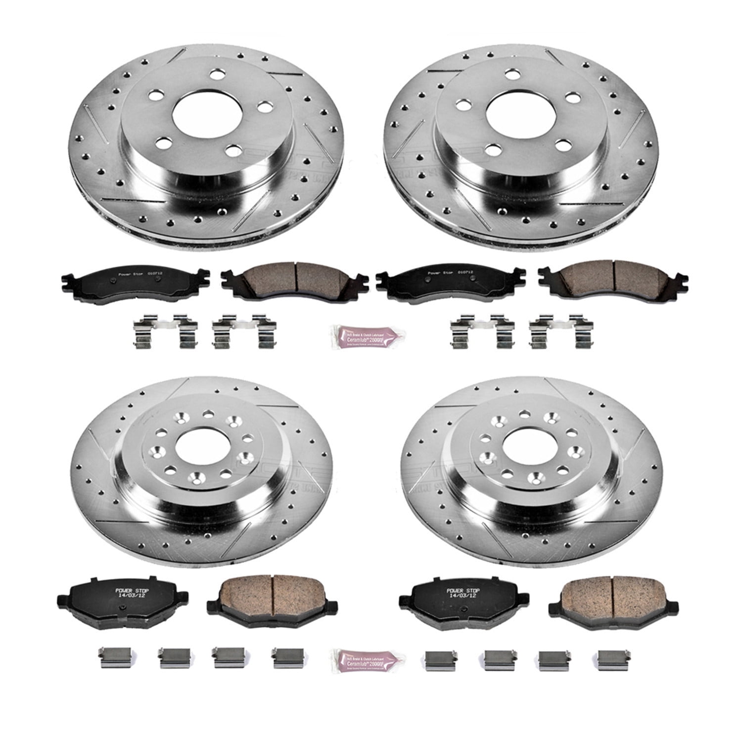 PowerStop Front and Rear Z23 Evolution Sport Carbon-Fiber Ceramic Brake Pad and Drilled & Slotted Rotor Kit Fits: FORD Select Models K5582