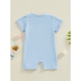 thumbnail image 5 of FEORJGP Infant Boy Summer Jumpsuit Newborn 3M 6M 12M 18M Short Sleeve Bodysuit Letter Embroidery Pattern Round Neck Romper Toddler Baby Loose Casual Daily Clothes, 5 of 9