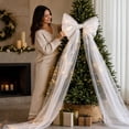 thumbnail image 4 of Barsme Extra Large Organza Bow Decorations,Giant Tulle Bow, with Tie and Long Ribbon Tails, for Chrismas Tree Decoration, 4 of 5