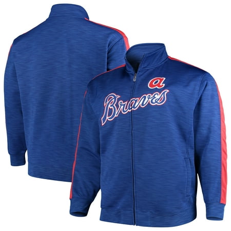 Atlanta Braves Big & Tall Streak Fleece Cooperstown Full Zip Jacket - Royal/Red