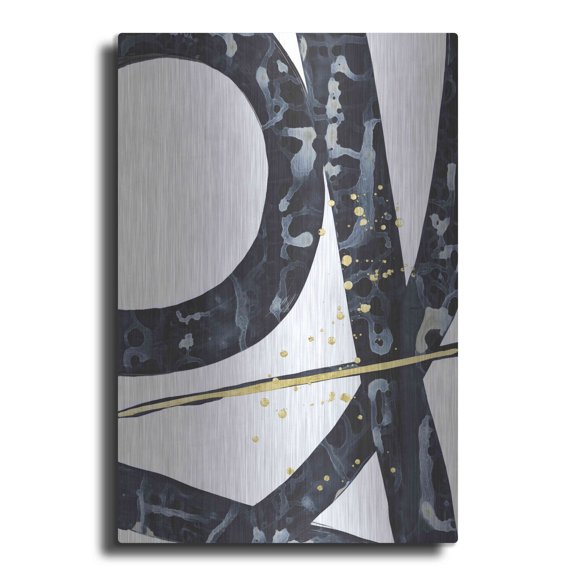 Luxe Metal Art 'Onyx Tracery II' by Renee W Stramel, Metal Wall Art, 16"x24"