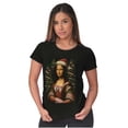 thumbnail image 4 of Christmas Mona Lisa Santa Claus Womens Slim Fit Graphic Tee Brisco Brands S, 4 of 5