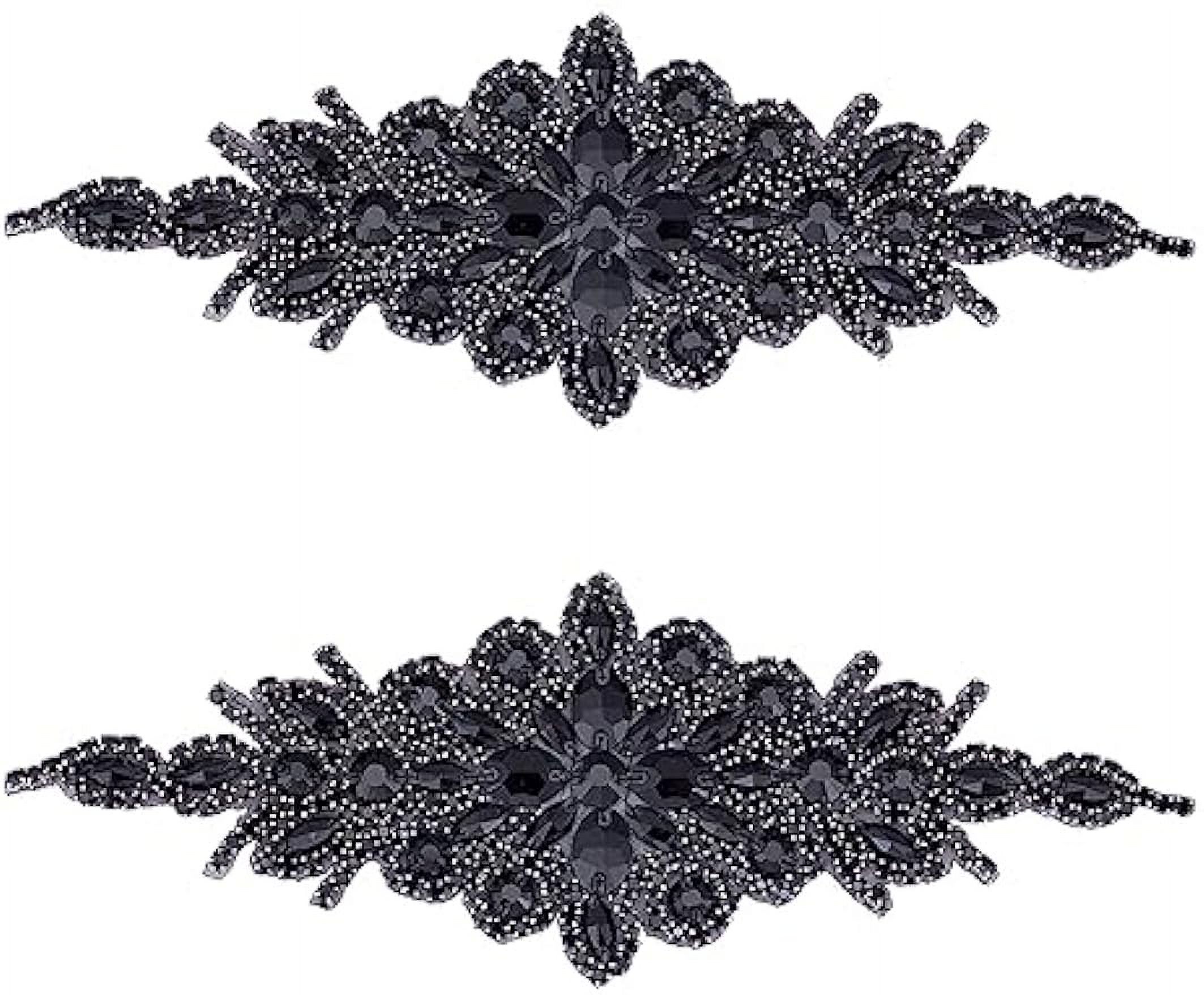 Paire D'appliques Strass Perlé Doré Pour épaulettes - 118x310 Mm, Fleur Avec Franges, Pour Robe De Mariée, Costume, DIY