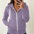 thumbnail image 5 of Womens Zip Up Hoodies Dqueduo Women's Casual Hooded Slim Zip Fleece Sweater Coat – Fashion Winter Outwear Purple XL, 5 of 6