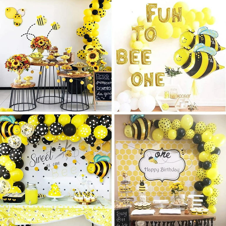 Bee Party Decoration Set Honey Bee Party Supplies Balloons Kit for Children Birthday Baby Shower Gender Reveal Bee Themed Party Decorations, Black