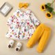 thumbnail image 2 of Vestido Para Niñas, Ropa Para Niñas Pequeñas, Ropa Para Niños Pequeños, Camisa Floral De Manga Larga, Pantalones De Color Sólido, Pantalones Con Diadema, Traje Amarillo Odeerbi LM103-4750, 2 of 8