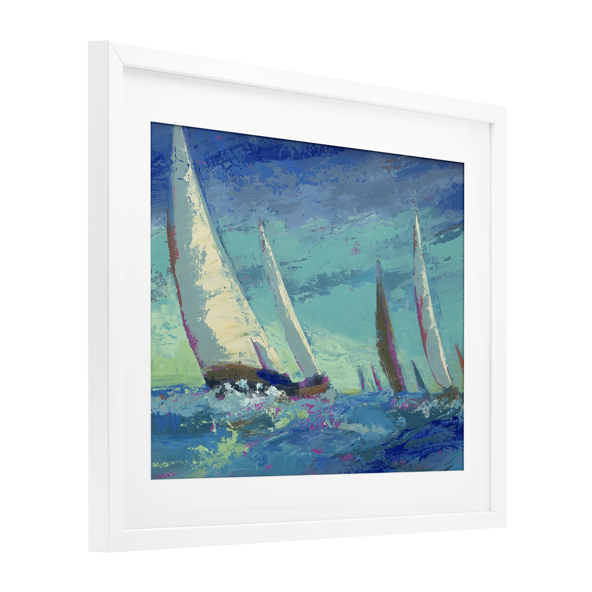 Stupell Industries Abstract Expression Regatta White Framed Print Under Glass, design by Beth A. Forst