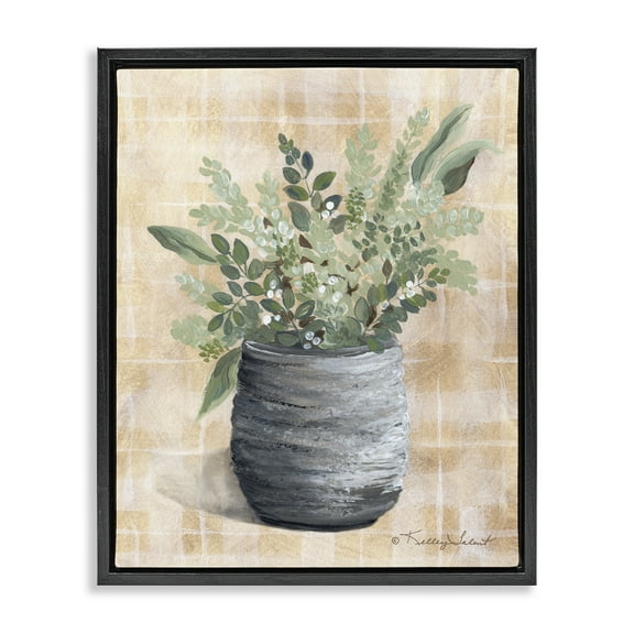 Stupell Industries Botanical Herbs Pottery Botanical & Floral Painting Black Floater Framed Art Print Wall Art, 17 x 21