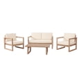 thumbnail image 2 of Noble House Set of 4 Acacia Wood Outdoor Chat Sets with Cushions, Brown/Beige, 2 of 14