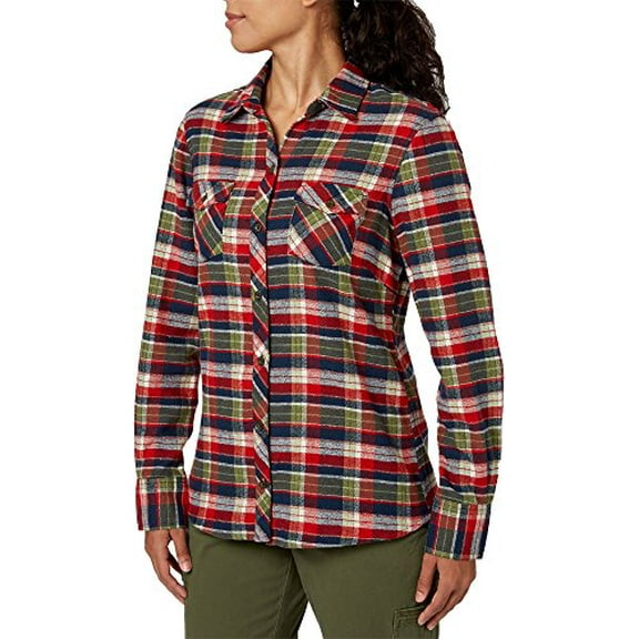 Field & Stream Women's Long-Sleeve Button-Front Heritage Midweight Flannel Shirt (Clementine Dress Blue, Small, S)
