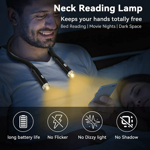 Lumière de lecture de cou, lampes de livre pour lire au lit, 3 niveaux  réglables