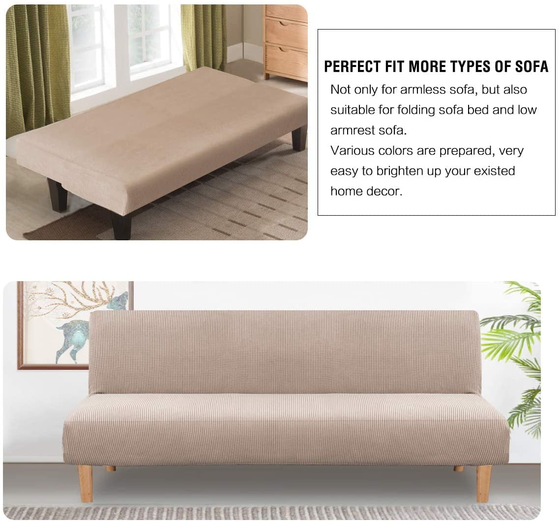 XUELC Armless Stretch Thickened Sofa Bed Cover Protective Cover Stretch Functional Rich Texture High Spandex Small Plaid Jacquard Fabric Duvet Cover