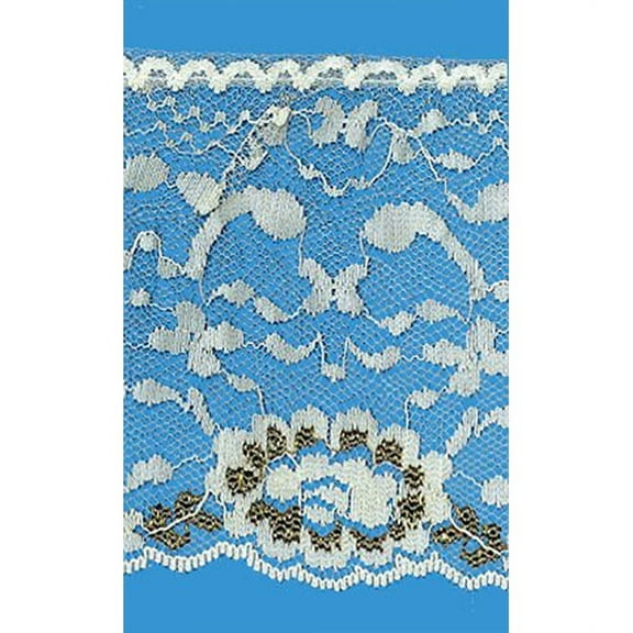 NATURAL/GOLD 3 INCH RUFFLED RASCHEL LACE