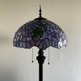 thumbnail image 5 of Tiffany Floor Lamp Purple Stained Glass Green Leaves Metal Base LED Bulbs Included For Living Room Bedroom 16"W*16"D*64"H, 5 of 5