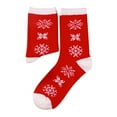 thumbnail image 1 of TIEVOSA Bas de Noël Imprimés Mi-Tube Bas pour Femmes Chaussettes Festives (Rouge), 1 of 6