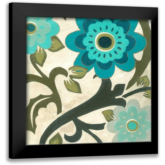 Vess, June Erica 12x12 Black Modern Framed Museum Art Print Titled - Peacock Blossoms II