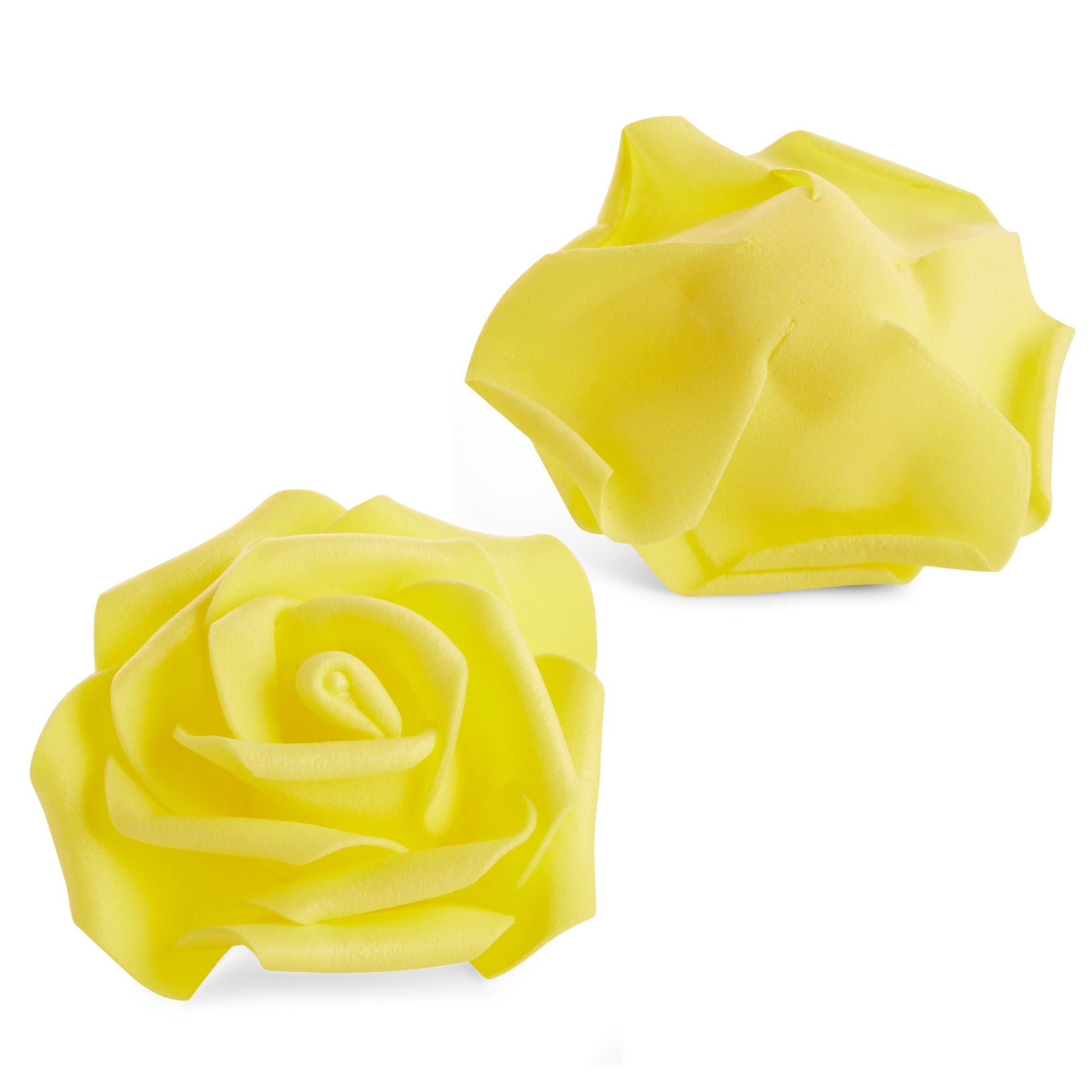 Juvale Artificial Foam Roses - 100-Pack Stemless, Yellow, 3-Inch Diameter - Faux Flowers for Vase Displays, Wedding Decor & Centerpiece Table Decorations