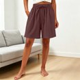 thumbnail image 2 of Satin Pajama Shorts with Pockets Women’s Home Shorts Elastic Waist Drawstring Comfy Pajama Shorts Loose Casual Summer Boxer Shorts Loungewear Coffee 3XL, 2 of 6