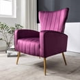 thumbnail image 5 of Silla de acento de terciopelo con patas de metal, sillón tapizado moderno, silla lateral de espalda para salón dormitorio pequeños espacios, 5 of 5