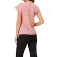 thumbnail image 4 of INSPIRE CHIC Women's Summer Dots Print Ruffle Stand Collar Button Down Blouse Shirts S Pink, 4 of 7