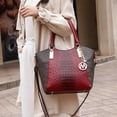 thumbnail image 3 of MKF Collection Kristal Women's Tote Bag Signature Vegan Leather Handbag Purse by Mia K - Burgundy, 3 of 7