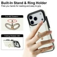 thumbnail image 3 of Kryonix for iPhone 17 Pro Max Case Wallet, 360 ° Rotation Ring Kickstand, RFID Blocking Card Slots Holder, Magnetic Clasp Flip PU Leather Fashion Shockproof Cover,Beige/Pink/Black, 3 of 9