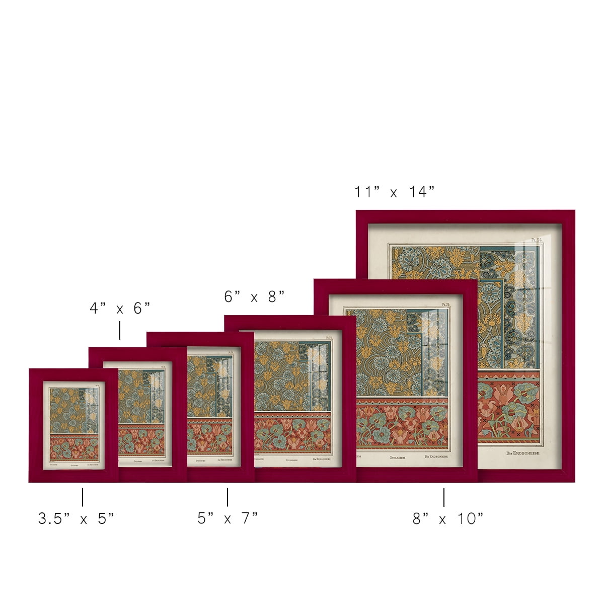 Nouveau Decorative I - Framed Print w/glass - Cherry Red