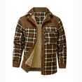 thumbnail image 3 of WREESH Fashion Winter Jacket Men'S Button Opening and Closing Fleecing Plaid Coat Long Sleeve Stand Collar Jacket Brown, 3 of 6