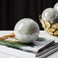 thumbnail image 2 of Juego de bolas esféricas de mosaico para centros de mesa, cuencos de 3,15 pulgadas, globo orbe de vidrio craquelado para Plata blanca 3pcs, 2 of 9