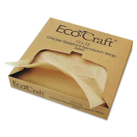 Bagcraft 300899 EcoCraft 14 x 14 Grease-Resistant Paper Wraps and Liners - Natural (4000/Carton)