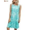 thumbnail image 4 of Spencer Women's Sleeveless Tie Dye Sundress Crew Neck Summer Casual T-Shirt Dresses, 4 of 7