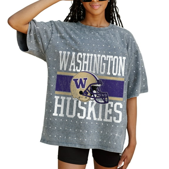 Women's Gameday Couture Gray Washington Huskies On the Ball Oversized T-Shirt
