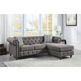 thumbnail image 2 of ACME Waldina Tufted Linen Fabric Upholstered Reversible Sectional Sofa in Brown, 2 of 7